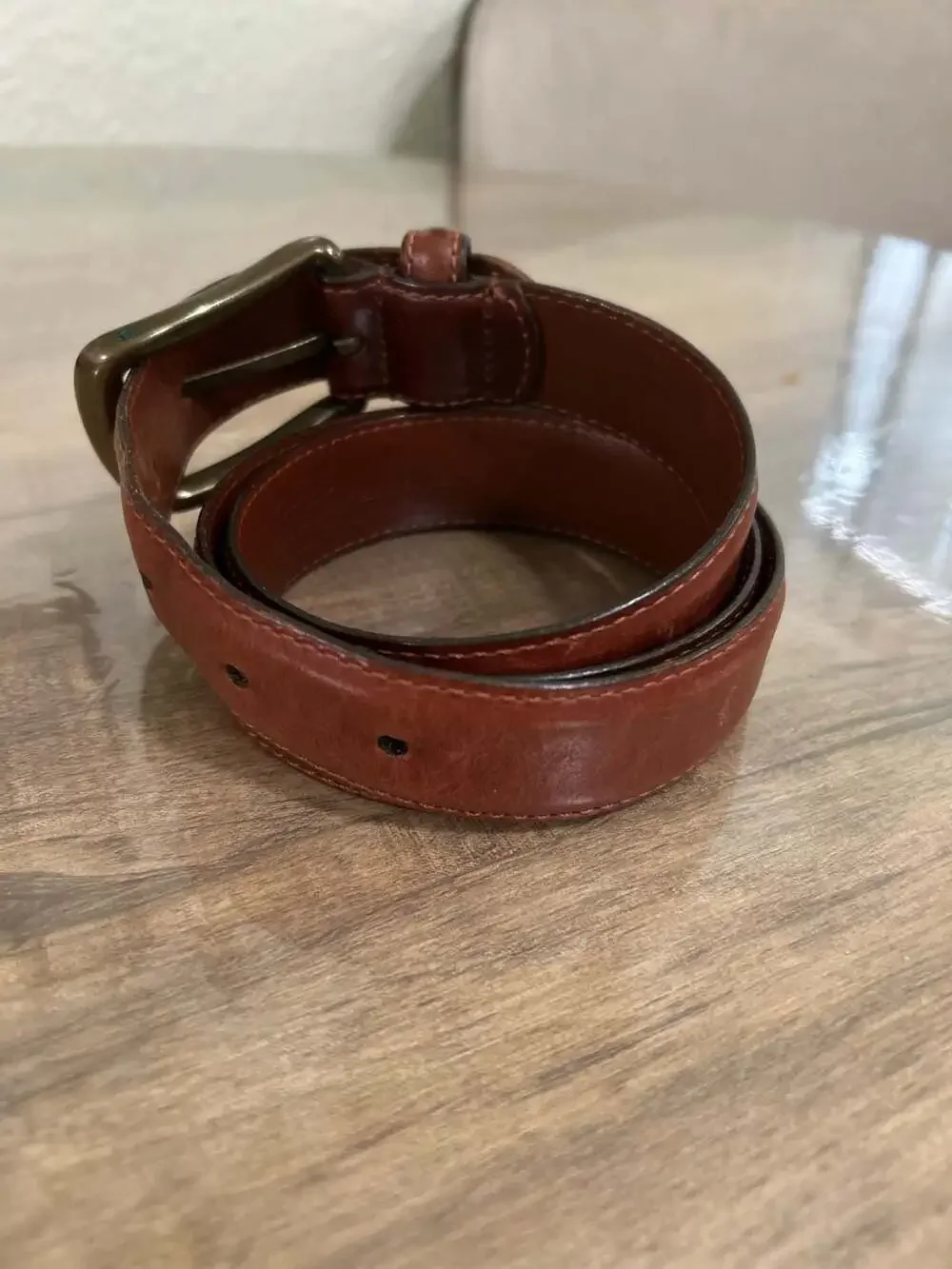 Vintage Coach Sienna Handcrafted Oil-Tanned Cowhide Belt with Solid Brass Buckle